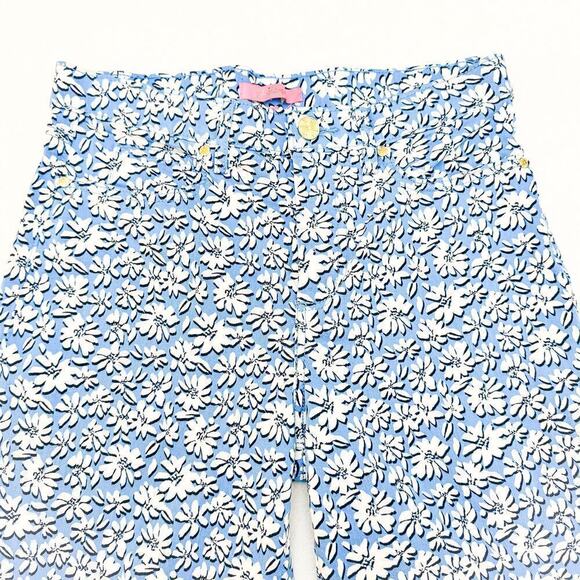 Lilly Pulitzer Flower Printed Denim Jean Pants Wide Leg Size 8 - Picture 4 of 9
